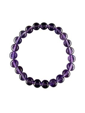 Natural Amethyst Bead Bracelet 8mm Purple Quartz Crystal Certified 20.2g 6.6"